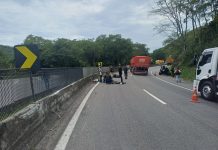 Motociclista fica ferido após bater em divisória da Dutra, em Piraí