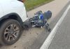Motociclista fica ferido após bater em caminhonete parada no acostamento da Dutra em Itatiaia